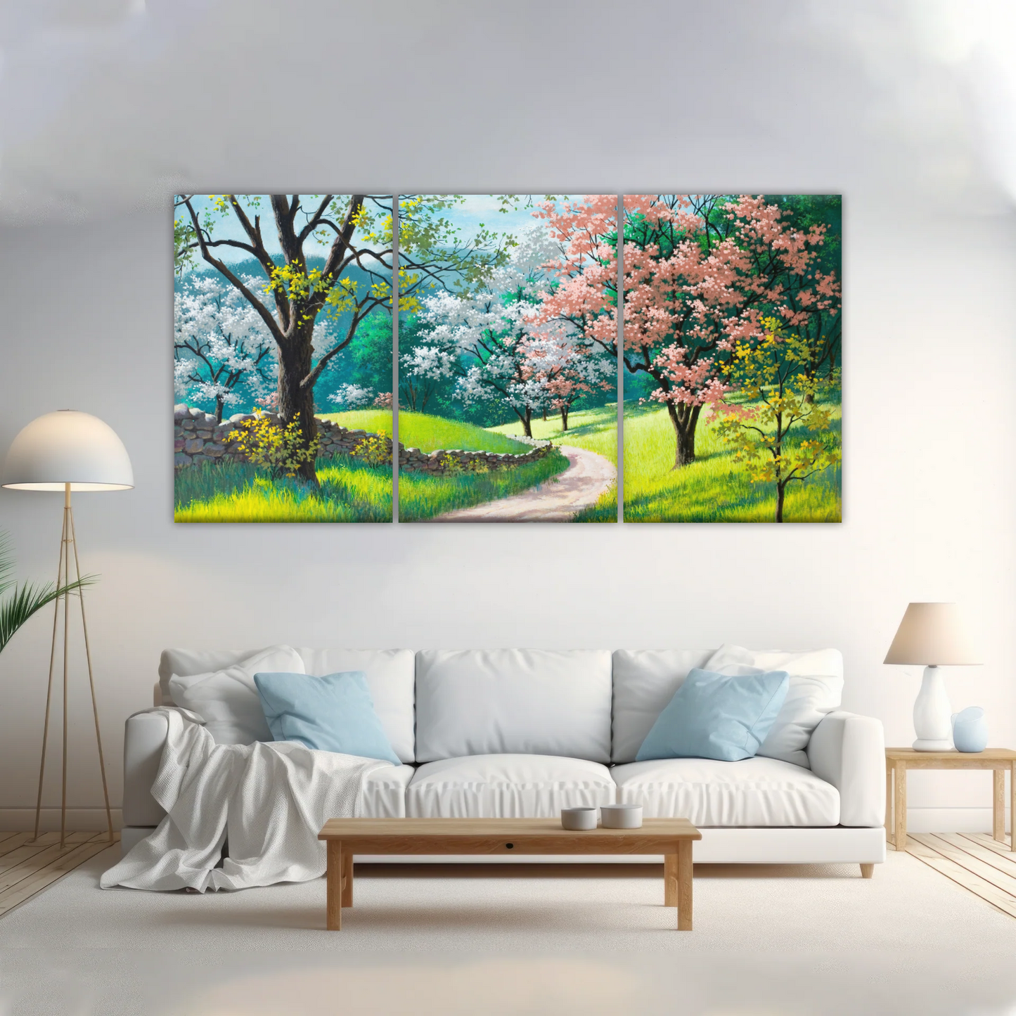 Forest Path Filled With Spring Blossoms Wall Art Frames