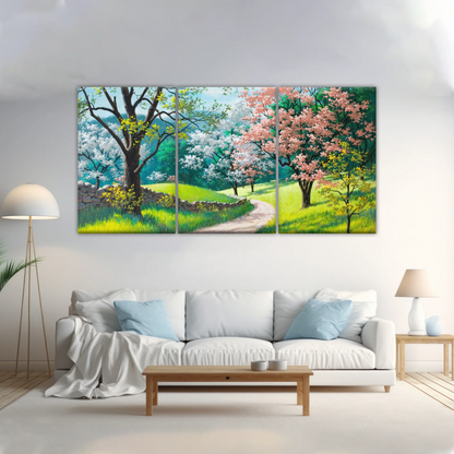 Forest Path Filled With Spring Blossoms Wall Art Frames