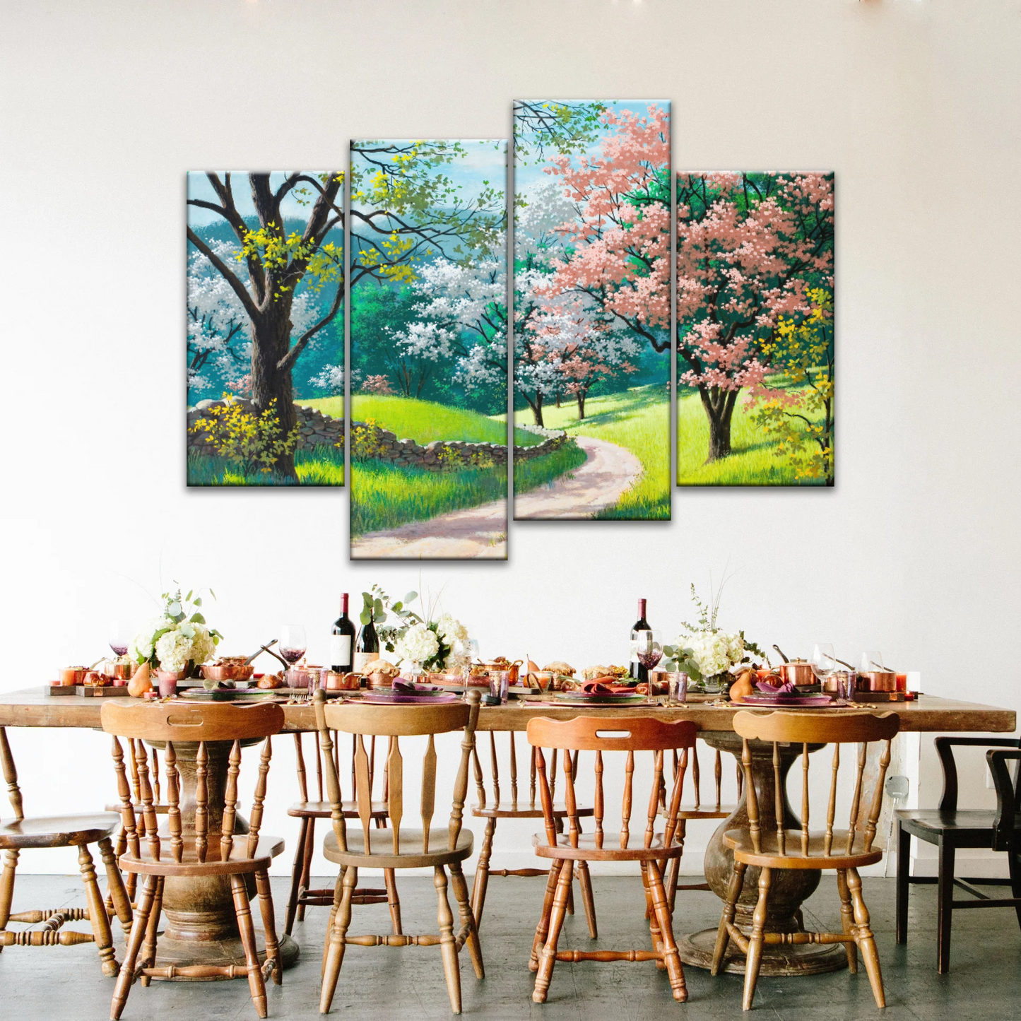 Forest Path Filled With Spring Blossoms Wall Art Frames