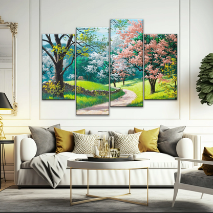 Forest Path Filled With Spring Blossoms Wall Art Frames