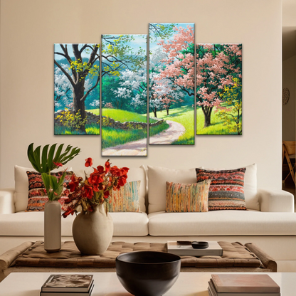 Forest Path Filled With Spring Blossoms Wall Art Frames