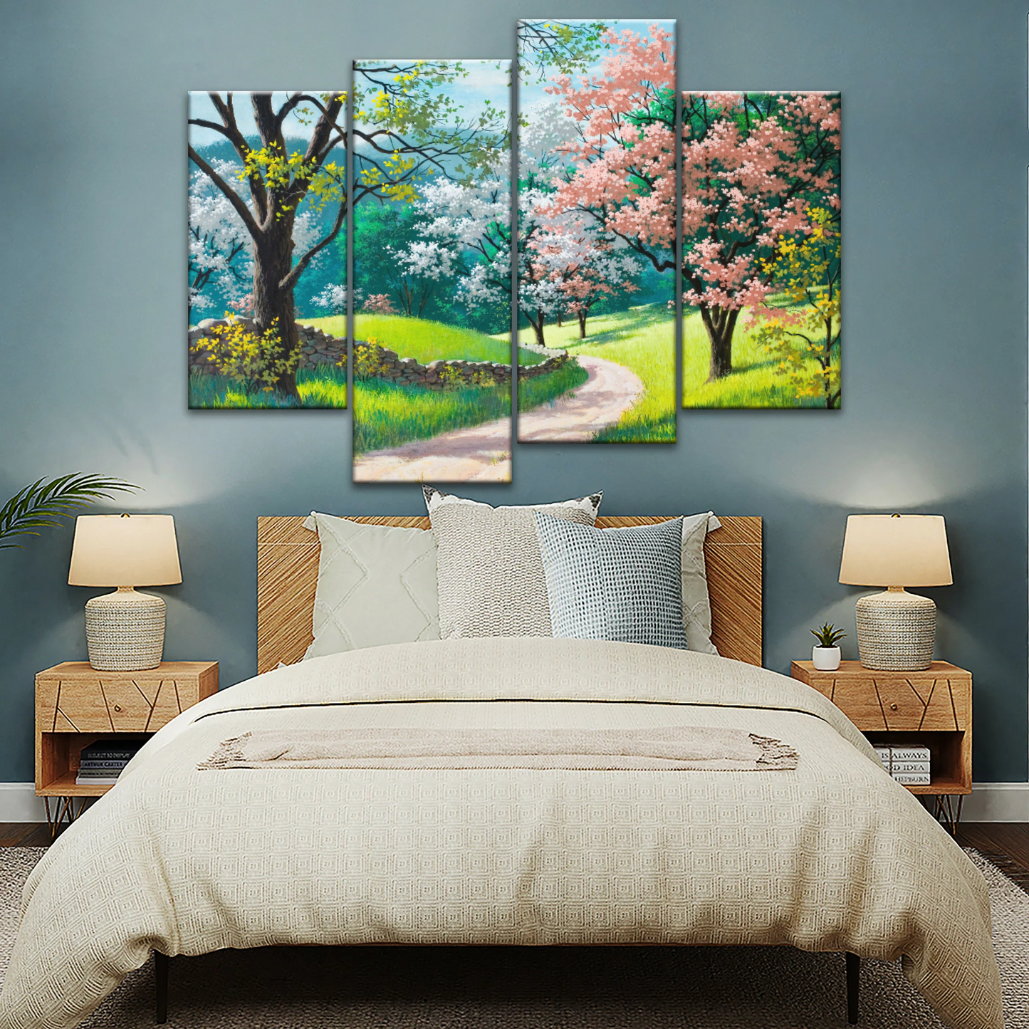 Forest Path Filled With Spring Blossoms Wall Art Frames