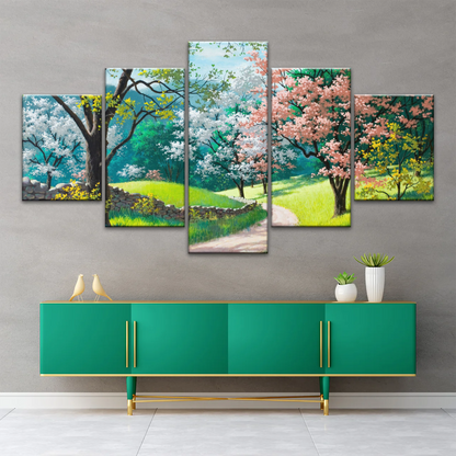 Forest Path Filled With Spring Blossoms Wall Art Frames