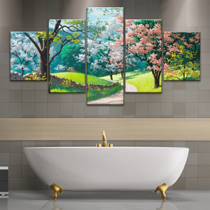 Forest Path Filled With Spring Blossoms Wall Art Frames