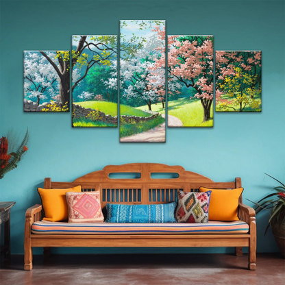 Forest Path Filled With Spring Blossoms Wall Art Frames