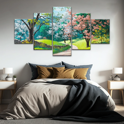 Forest Path Filled With Spring Blossoms Wall Art Frames
