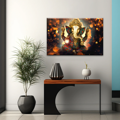 Golden Bronze Statue Of Lord Ganesha Photos On Canvas Prints