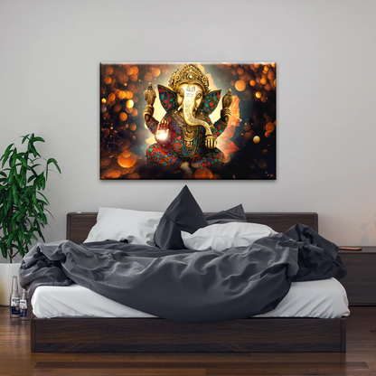 Golden Bronze Statue Of Lord Ganesha Photos On Canvas Prints