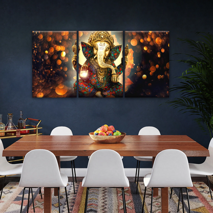 Golden Bronze Statue Of Lord Ganesha Photos On Canvas Prints