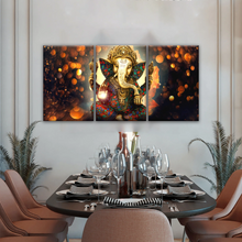 Load image into Gallery viewer, Golden Bronze Statue Of Lord Ganesha Photos On Canvas Prints