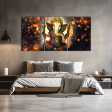 Load image into Gallery viewer, Golden Bronze Statue Of Lord Ganesha Photos On Canvas Prints