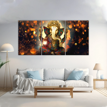 Load image into Gallery viewer, Golden Bronze Statue Of Lord Ganesha Photos On Canvas Prints