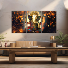 Load image into Gallery viewer, Golden Bronze Statue Of Lord Ganesha Photos On Canvas Prints