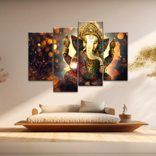 Load image into Gallery viewer, Golden Bronze Statue Of Lord Ganesha Photos On Canvas Prints