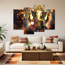 Load image into Gallery viewer, Golden Bronze Statue Of Lord Ganesha Photos On Canvas Prints