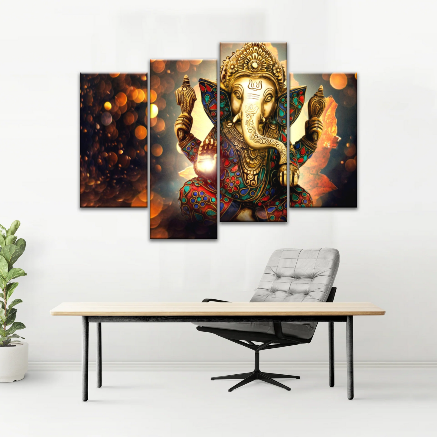 Golden Bronze Statue Of Lord Ganesha Photos On Canvas Prints