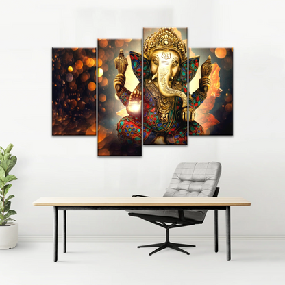 Golden Bronze Statue Of Lord Ganesha Photos On Canvas Prints