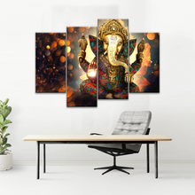 Load image into Gallery viewer, Golden Bronze Statue Of Lord Ganesha Photos On Canvas Prints