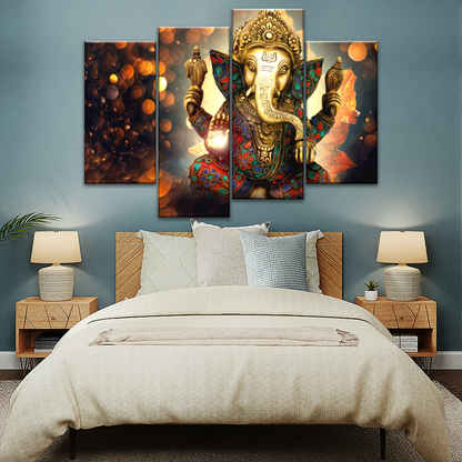 Golden Bronze Statue Of Lord Ganesha Photos On Canvas Prints
