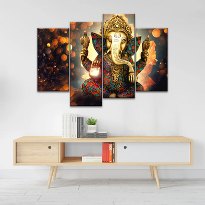 Golden Bronze Statue Of Lord Ganesha Photos On Canvas Prints
