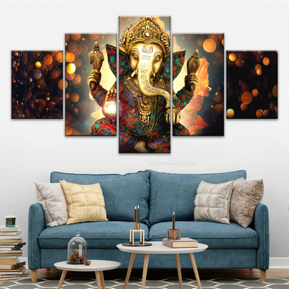 Golden Bronze Statue Of Lord Ganesha Photos On Canvas Prints