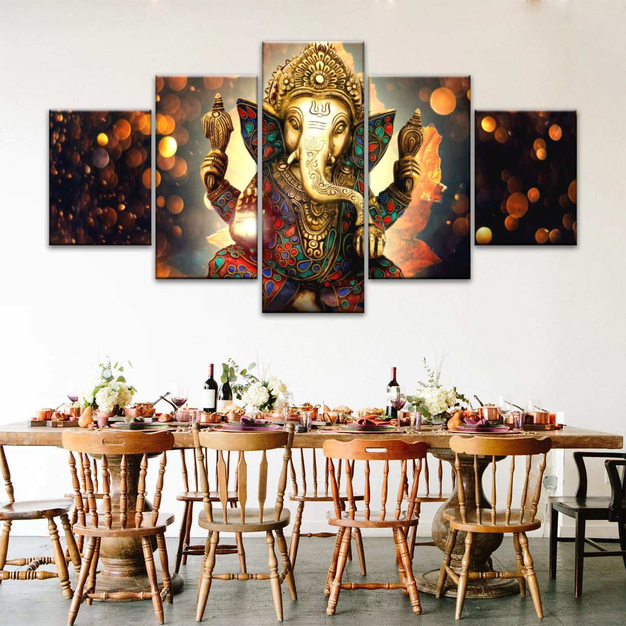 Golden Bronze Statue Of Lord Ganesha Photos On Canvas Prints