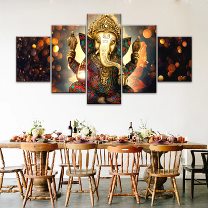 Golden Bronze Statue Of Lord Ganesha Photos On Canvas Prints