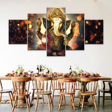 Load image into Gallery viewer, Golden Bronze Statue Of Lord Ganesha Photos On Canvas Prints