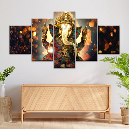 Golden Bronze Statue Of Lord Ganesha Photos On Canvas Prints