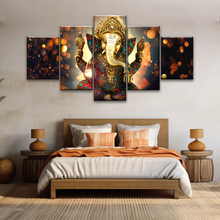 Load image into Gallery viewer, Golden Bronze Statue Of Lord Ganesha Photos On Canvas Prints