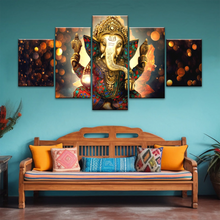 Load image into Gallery viewer, Golden Bronze Statue Of Lord Ganesha Photos On Canvas Prints