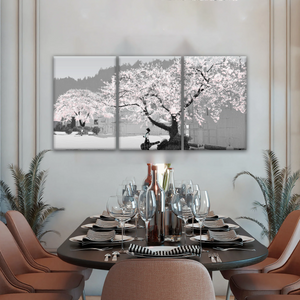 Girl Carry Cello Under Cherry Blossom Tree Photo On Canvas Print