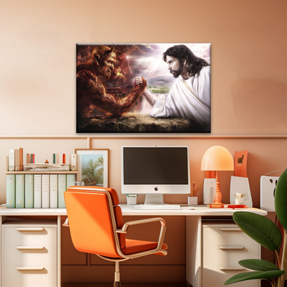 God Jesus Christ Good vs Devil Satan Evil Lucifer Wall Art