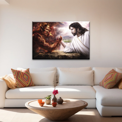 God Jesus Christ Good vs Devil Satan Evil Lucifer Wall Art