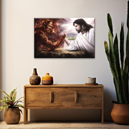 God Jesus Christ Good vs Devil Satan Evil Lucifer Wall Art
