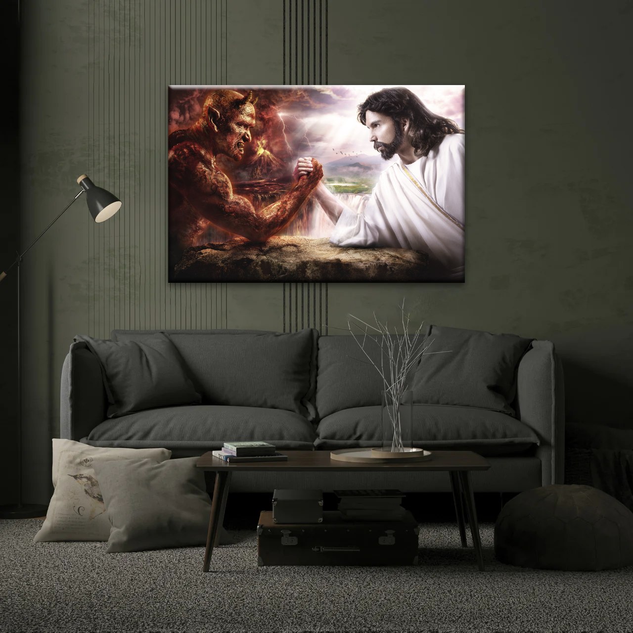 God Jesus Christ Good vs Devil Satan Evil Lucifer Wall Art