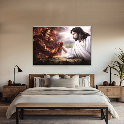 God Jesus Christ Good vs Devil Satan Evil Lucifer Wall Art