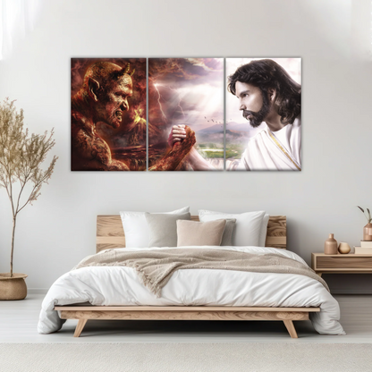 God Jesus Christ Good vs Devil Satan Evil Lucifer Wall Art