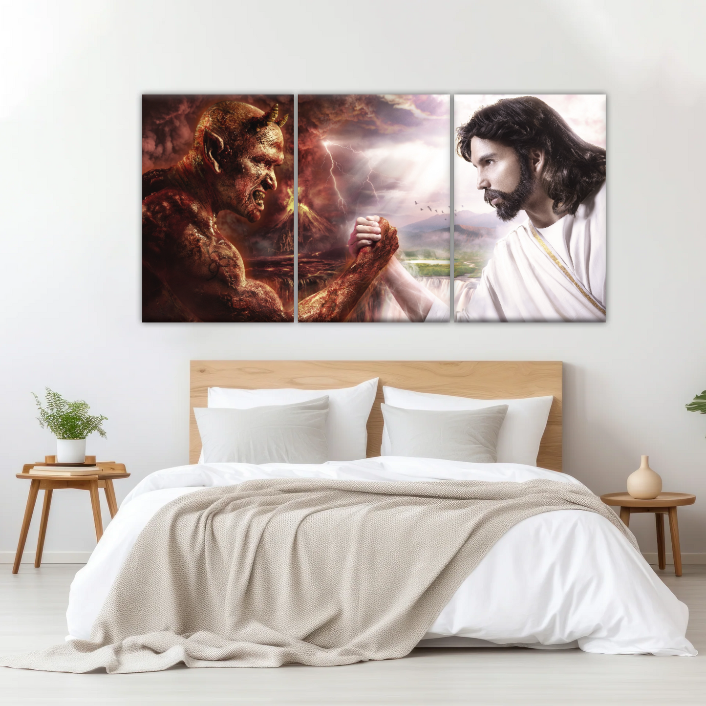 God Jesus Christ Good vs Devil Satan Evil Lucifer Wall Art