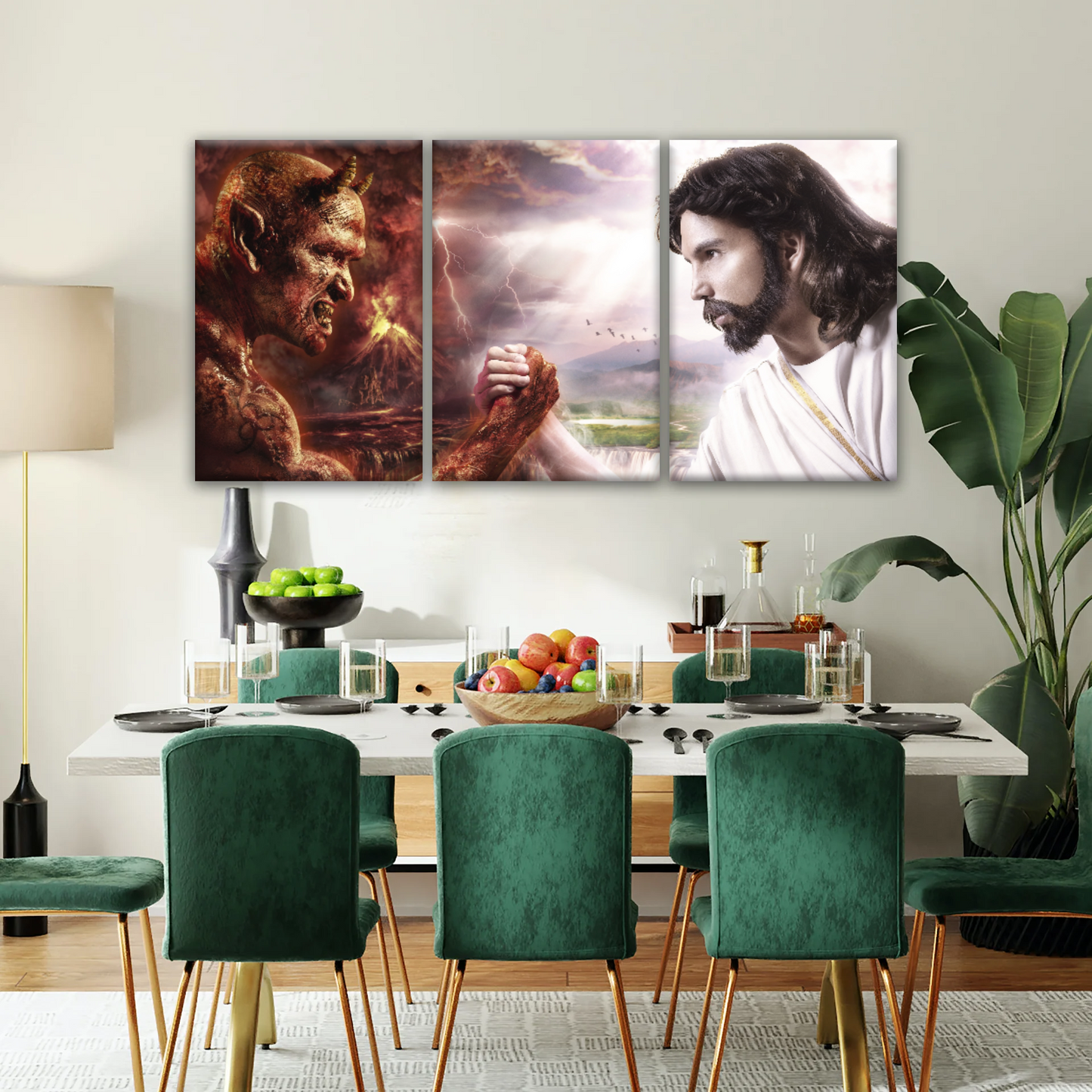 God Jesus Christ Good vs Devil Satan Evil Lucifer Wall Art