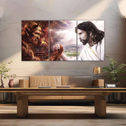 God Jesus Christ Good vs Devil Satan Evil Lucifer Wall Art