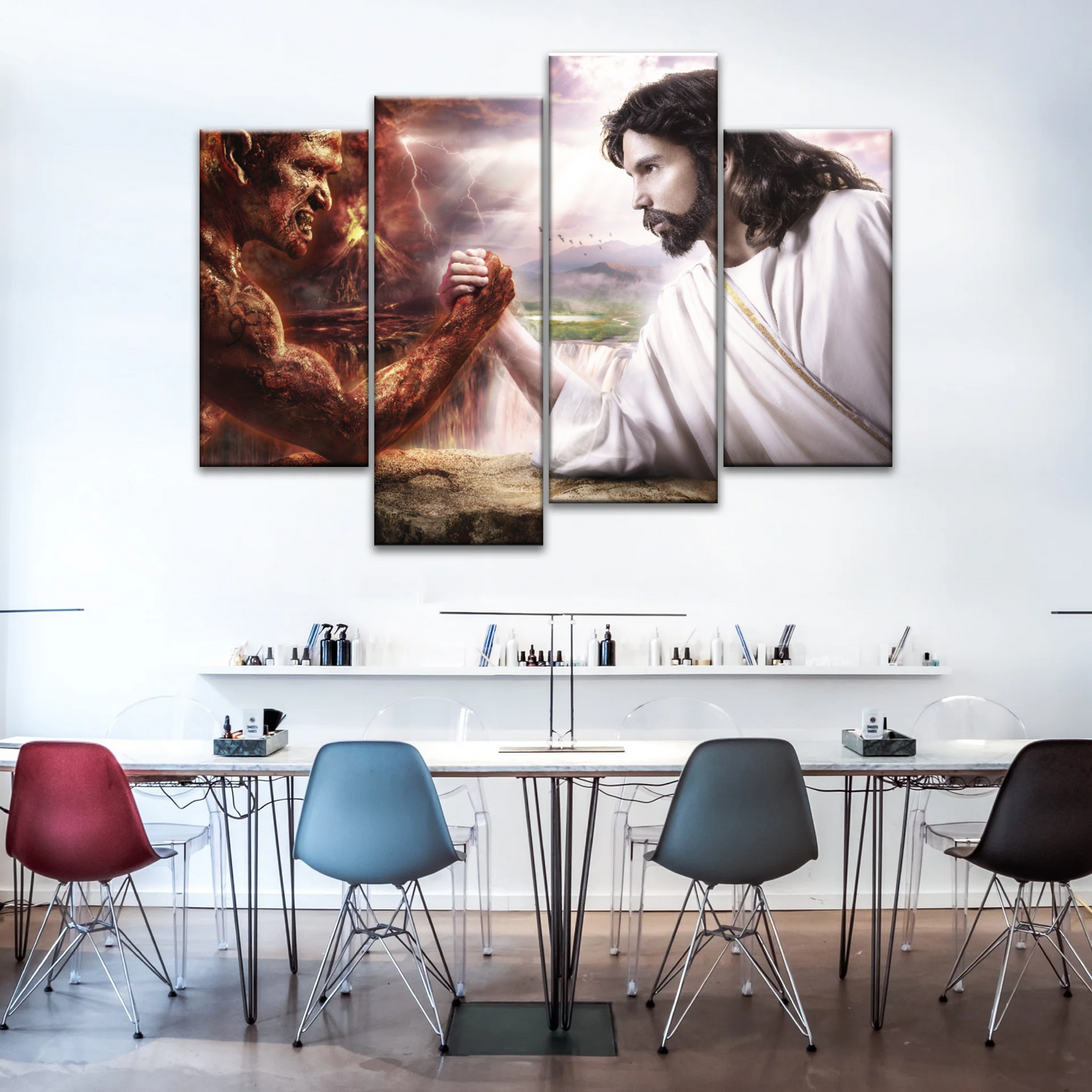 God Jesus Christ Good vs Devil Satan Evil Lucifer Wall Art