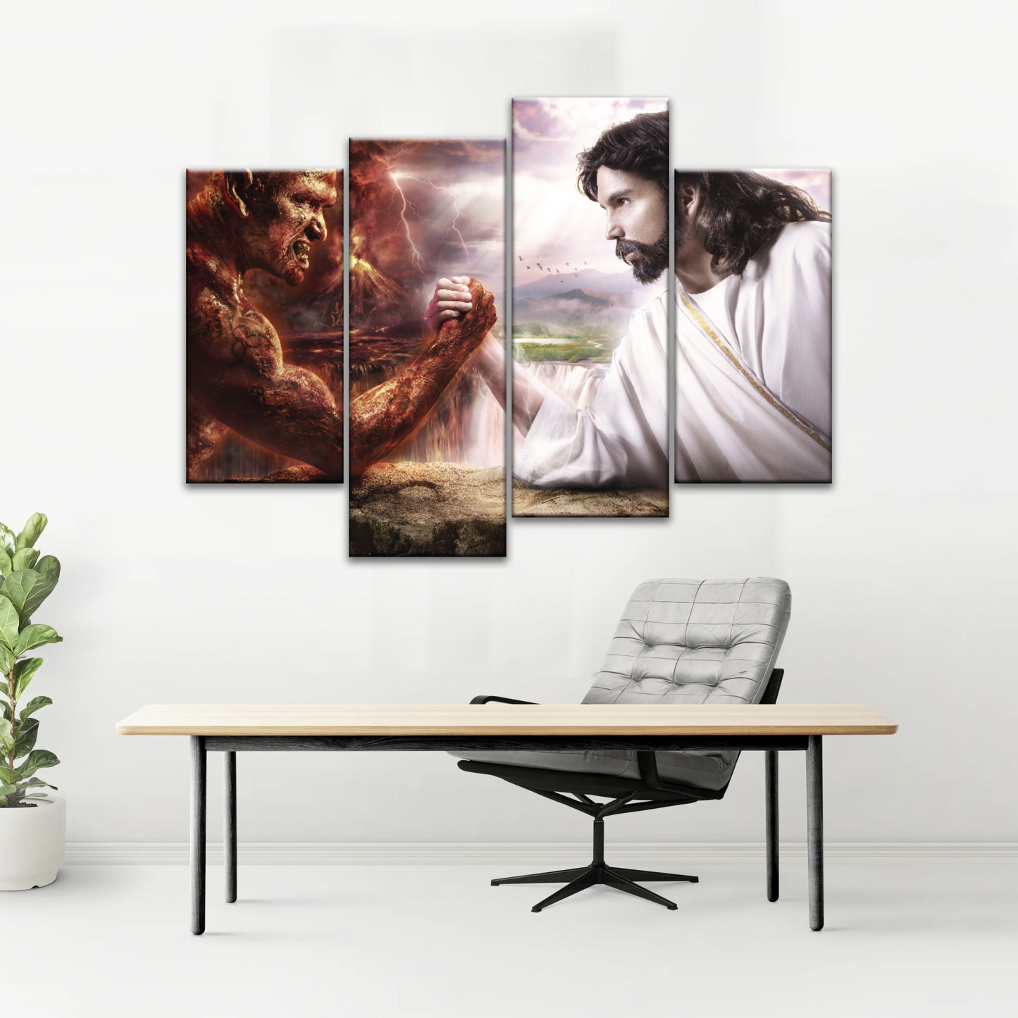 God Jesus Christ Good vs Devil Satan Evil Lucifer Wall Art
