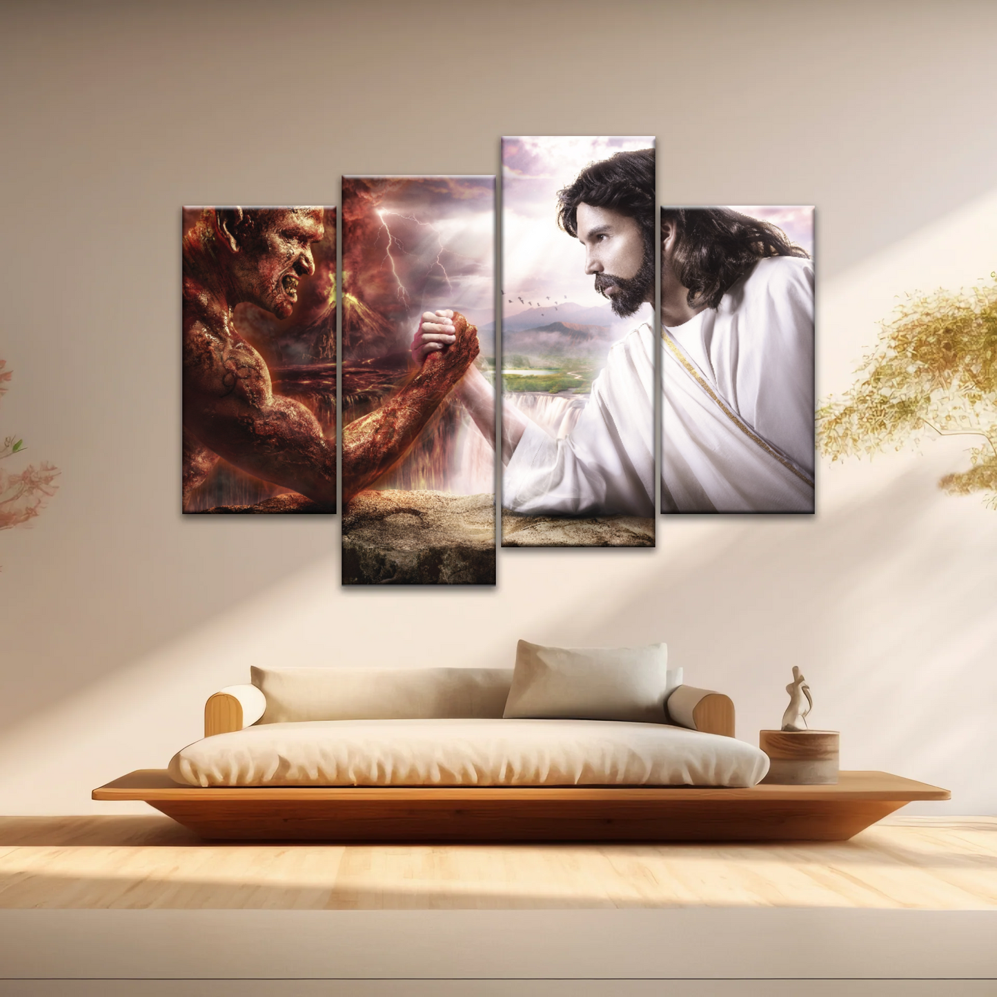 God Jesus Christ Good vs Devil Satan Evil Lucifer Wall Art