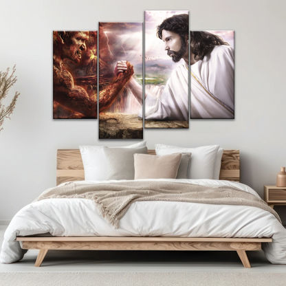 God Jesus Christ Good vs Devil Satan Evil Lucifer Wall Art