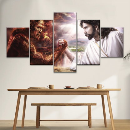 God Jesus Christ Good vs Devil Satan Evil Lucifer Wall Art