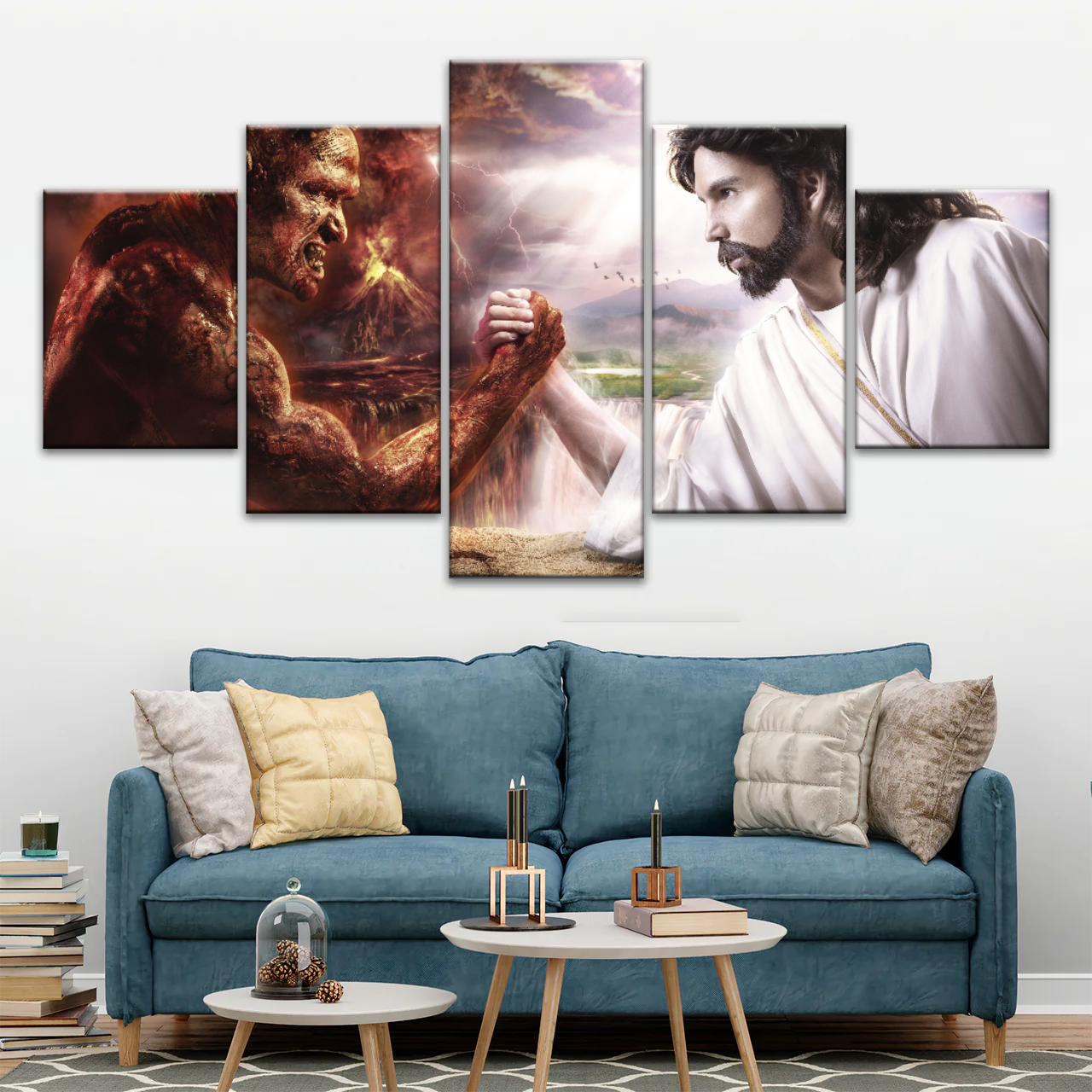 God Jesus Christ Good vs Devil Satan Evil Lucifer Wall Art