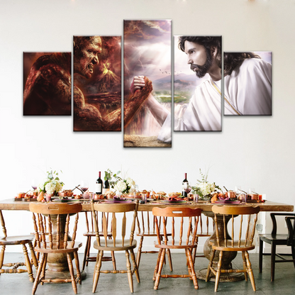 God Jesus Christ Good vs Devil Satan Evil Lucifer Wall Art
