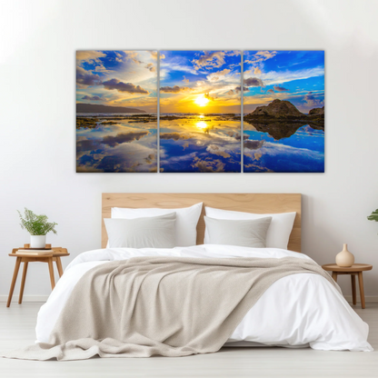 Golden Sun Reflection Oahu’s North Shore In Hawaii Canvas Photo Print