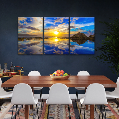 Golden Sun Reflection Oahu’s North Shore In Hawaii Canvas Photo Print